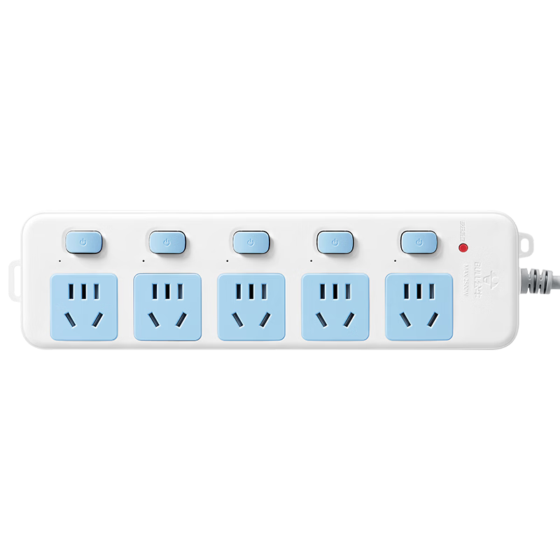 BULL Power Strip/Extension Cord/Surge Protector/Power Bar/Power Strip with Individual Switches, 5 Outlets, 3 Meters Long GN-316