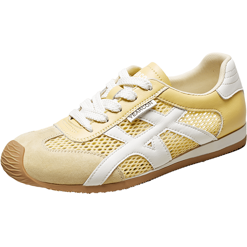 Eierkang Women's Summer Yellow Mesh Breathable Casual Soft Sole Sports Shoes 26118W Yellow Size 35