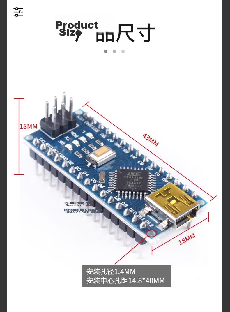 ZAVE Arduino Nano Uno Development Board Kit MINI Interface Pre-soldered Pin Header with Wires (328 Chip) Upgraded ATmega328P Microcontroller Mainboard 4