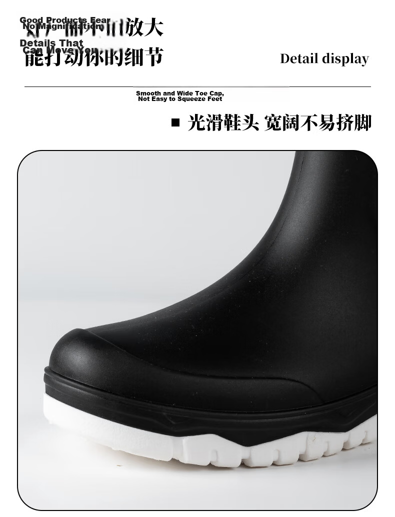 Warrior Women's Fashion Outdoor Rain Shoes Non-slip Waterproof Wear-resistant Rubber Rain Boots White Fleece-lined Cotton Covers Size S 14