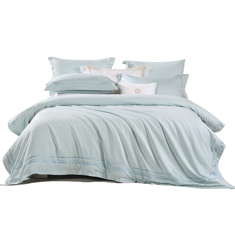 FUANNA Pure Cotton Four-Piece Set 120s Double-Strand Long-Staple Cotton Sateen Embroidery Class A Double Extra Large All Cotton Bedding Set 230*229cm Stingli