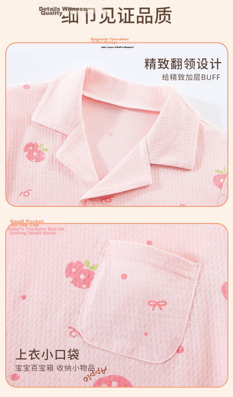 Cotton Girl's Pajamas Spring Summer 100% Cotton Homewear Set for Older Children and Teens Lightweight Breathable Mesh Air-Conditioned Clothing 10