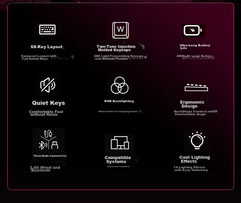 HP K130 Wired Quiet Mechanical Feel High-Value Portable 68-Key Keyboard for Women Office Laptop Gaming RGB Backlit Peripheral 2