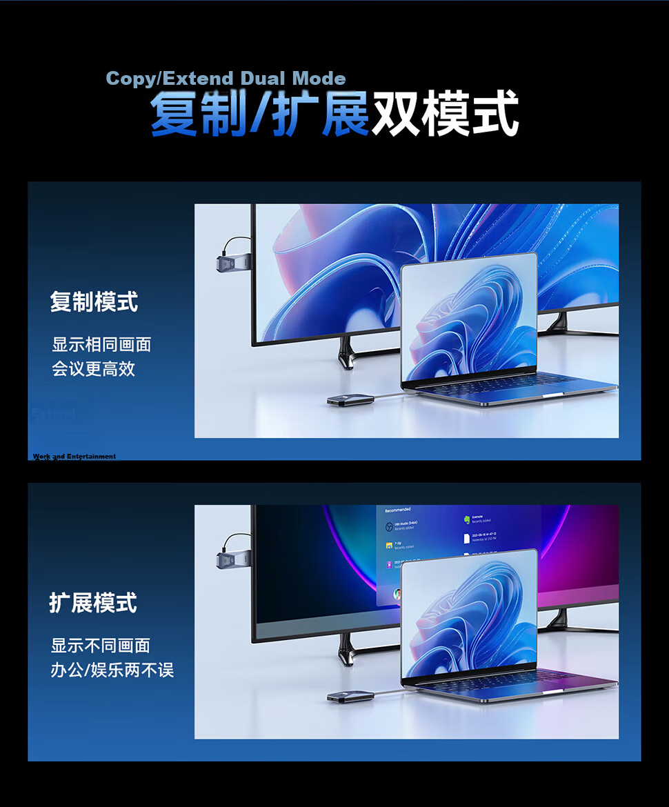 Green Giant HDMI Wireless Screen Mirroring Device HD Conference Type-C [S850 Screen Mirroring Magic Box] Screen Sharing Device for Phone Laptop to TV Projector Point-to-Point 50m Transmitter 18