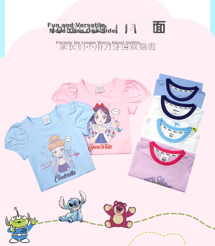 Disney 2026 New Summer Boys' 100% Cotton Short Sleeve T-Shirt and Shorts Breathable Cool Performance Stitch 140CM 5