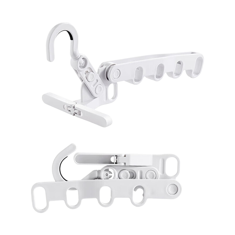 Miaomei Foldable Clothes Hangers, Set of 2, Portable Five-Hole Folding Hangers for Travel And Hotel Use, Drying Hanger Essential
