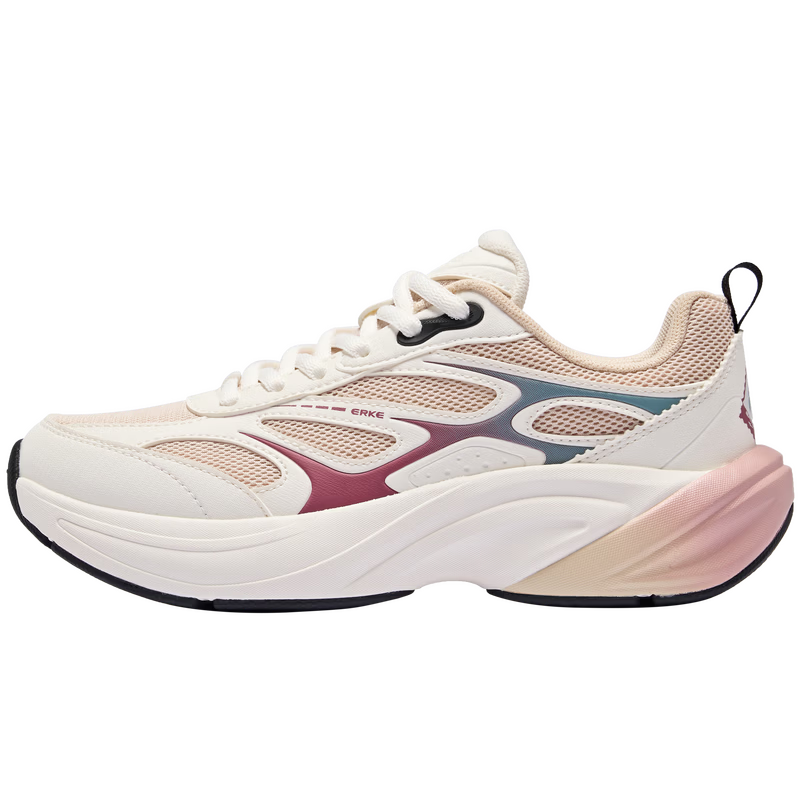 ERKE Women's Sports Casual Leather Mesh Breathable New Thick-soled Versatile Dad Shoes Fengxiwu 3.0
