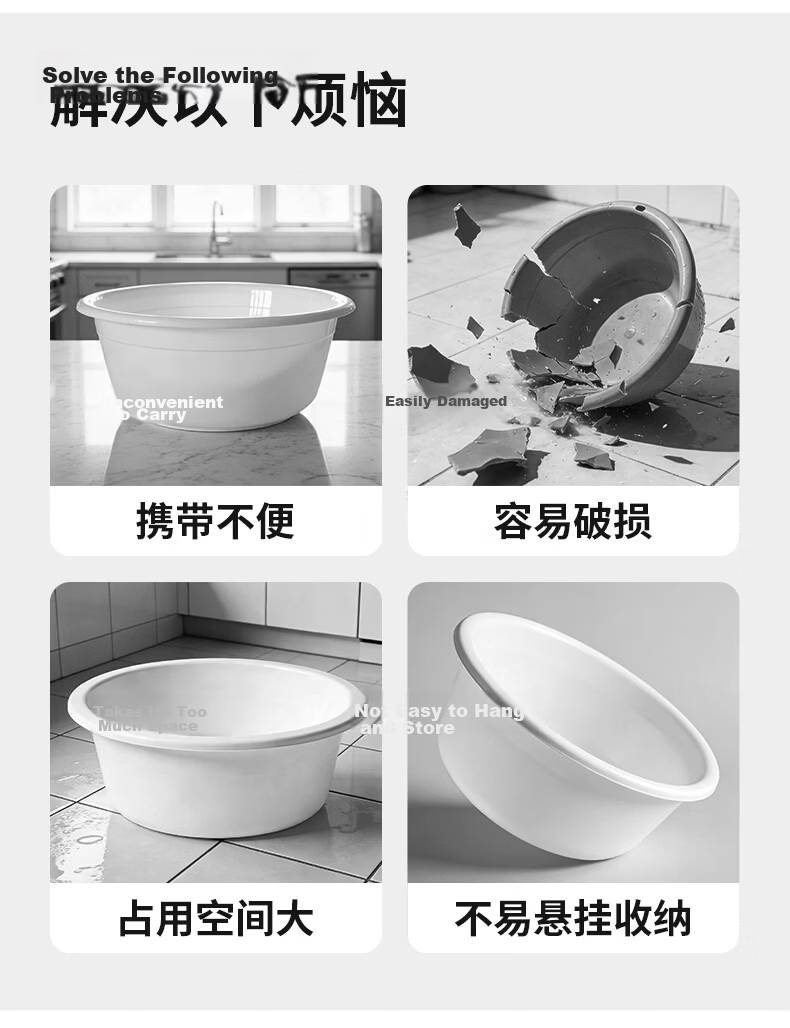 Grace Foldable Basin 25cm Small Household Travel Plastic Washbasin Blue 12