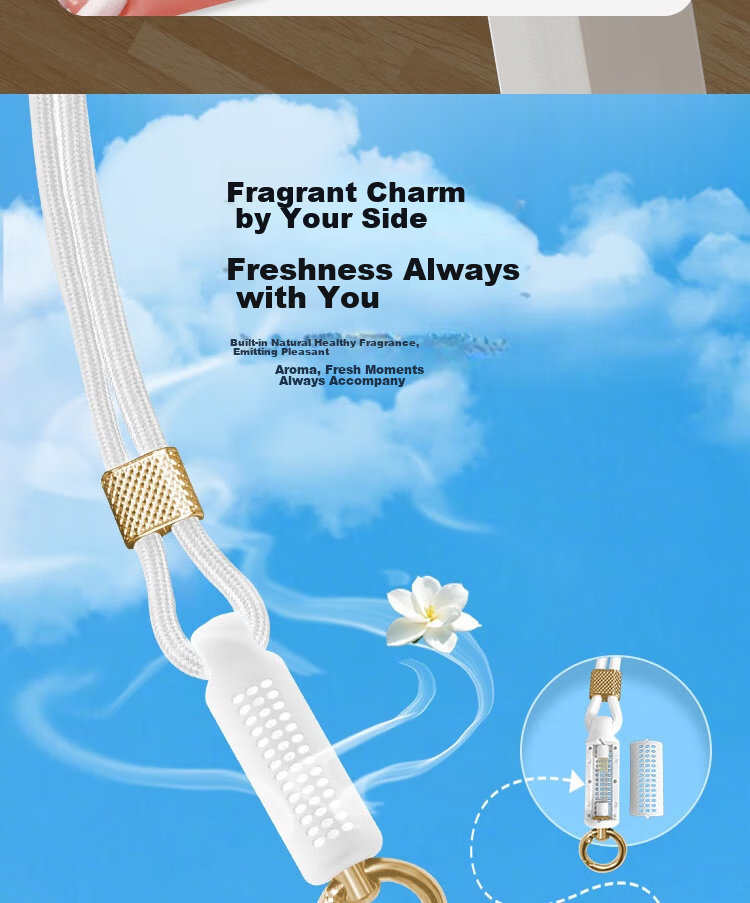 ESCASE Perfumed Phone Lanyard Crossbody Neck Strap Dopamine High-End Retractable Adjustable Anti-Lost for Huawei Mate 80 Apple 17 Pro Long White 11