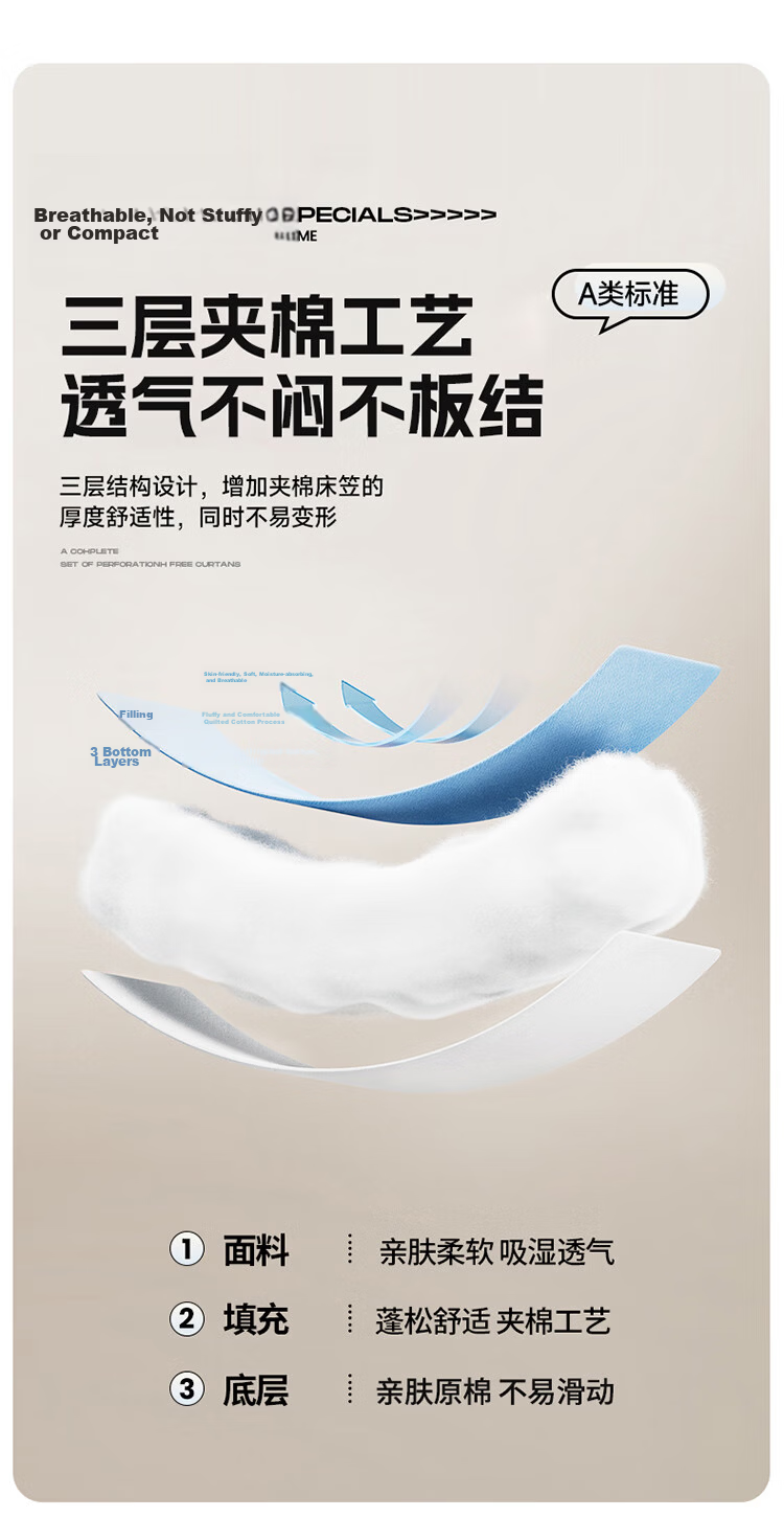 Yalu A-Class Original Cotton Thickened Mattress Protector Single Piece Non-Slip Dustproof Bed Cover Glacier Blue Plaid 180*200cm 7