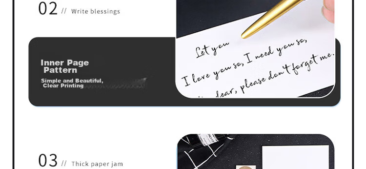 E-Muguo Greeting Cards Set of 4 with Envelopes, Letter Paper, Gift Birthday Cards, Confession Gifts, Ins Style Business Blessing Cards, Wish Cards, Thanksgiving Cards, Black with Gold Foil 14