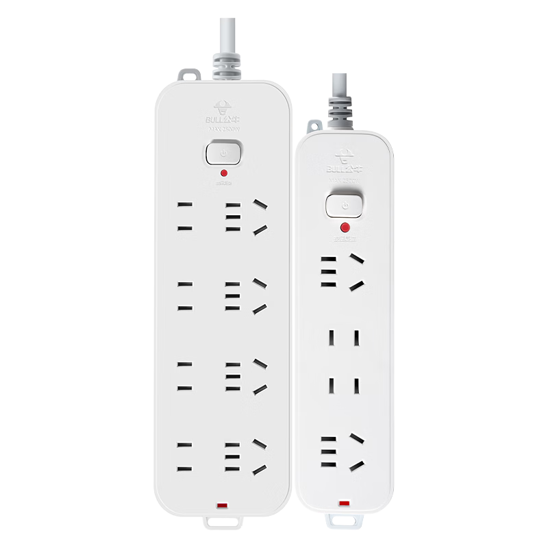 BULL Power Strip / Extension Cord / Surge Protector / Multi-Outlet Strip / Power Bar / Cable Block, 3C Certified, 8 Outlets + 4 Outlets, 1.8m Combination Set with Master Switch