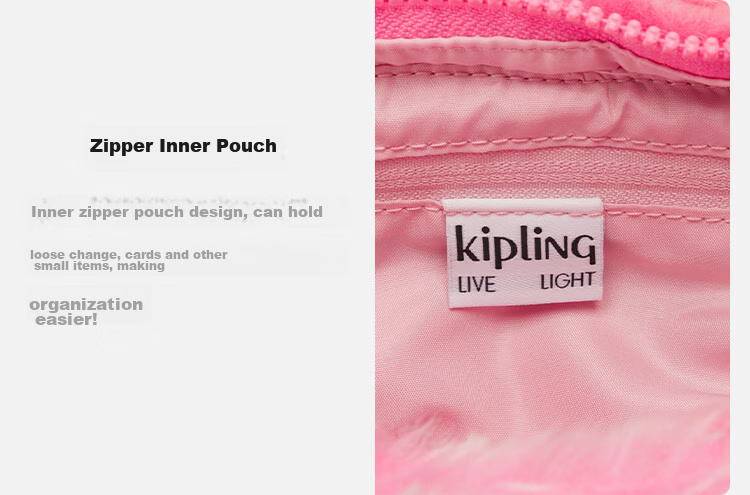 Kipling Fashion Trend ARAS Valentine's Day Pink Women's Shoulder Bag Birthday Gift Crossbody Bag 8