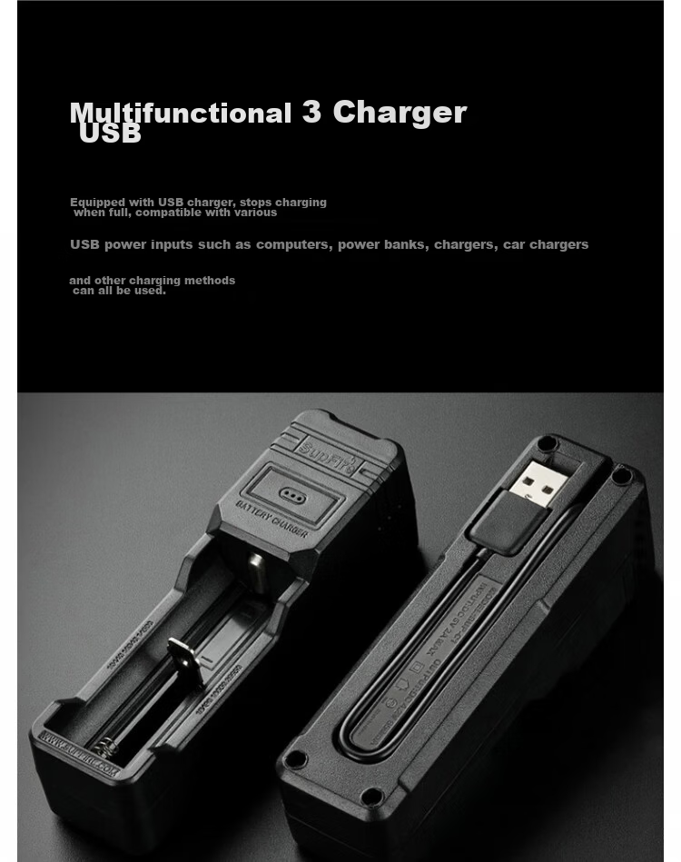 SupFire / Superfire C8 Series High-Power Flashlight; C8-XPE-5W 5W + 1500mAh Battery with Charging Dock + Tail Switch 11