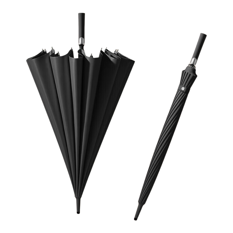 MAYDU Large Umbrella, Reinforced And Thickened, Durable Windproof Long Handle Umbrella, Large Long-Handled Umbrella, Black Rubber Sunshade Umbrella M1609 Black