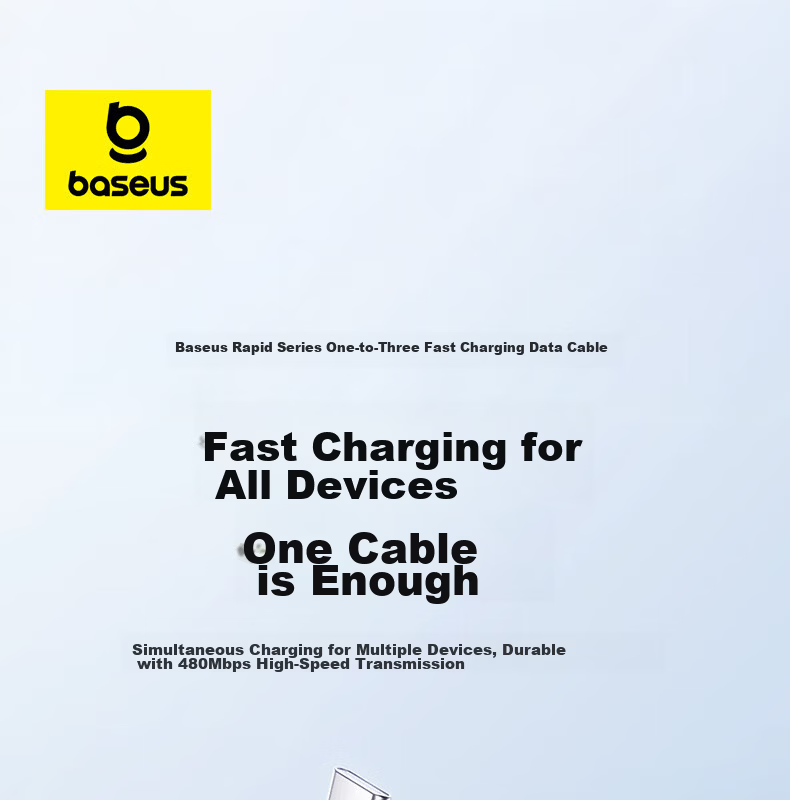 BASEUS Apple 16/15 Charging Cable Data Cable Fast Charge 3.5A Multi-in-1 Type-C Moonlight White 1.2m 1