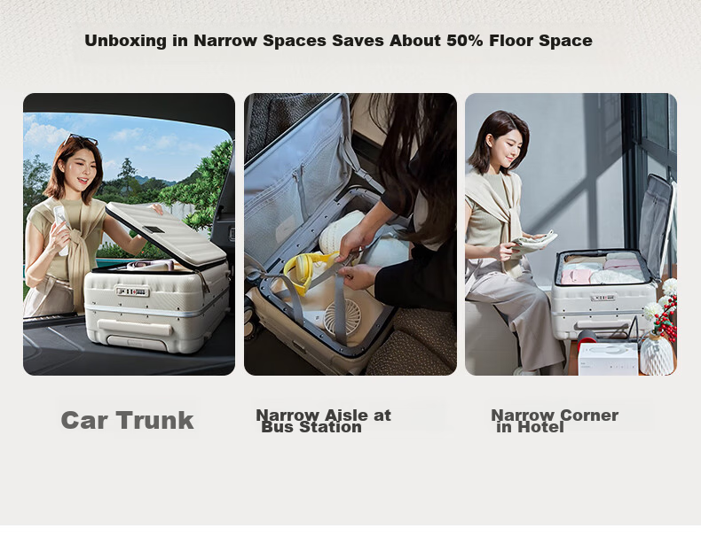 Hanke Expandable Luggage Women Trolley Large Capacity Men Carry-On Suitcase 20 Inch Ivory White Side Opening 17