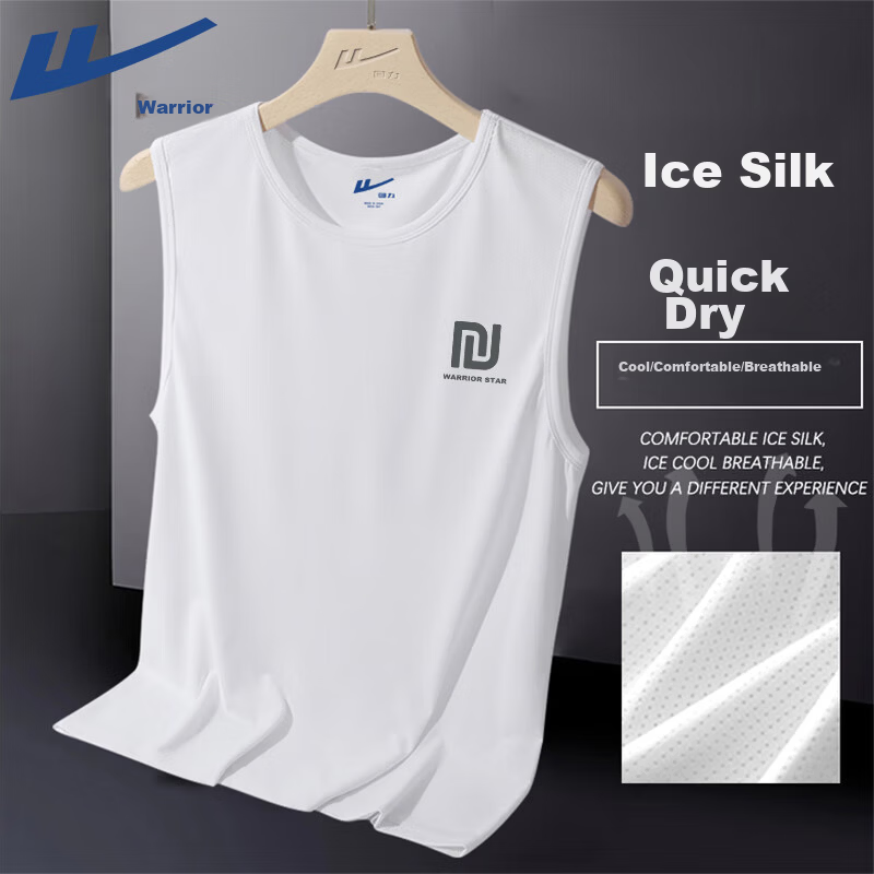 Warrior Quick-Dry Men's Sleeveless Vest Summer American Retro Print Ice Silk Breathable Loose Sports Gym Tank Top YD 20