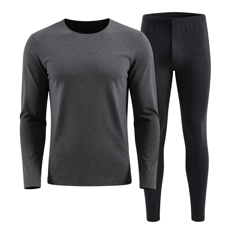Langsha Men's Thermal Underwear, Antibacterial And Anti-Mite, Goose down Seamless, Heat-Generating, Thin-Fit Autumn Top And Bottom Set