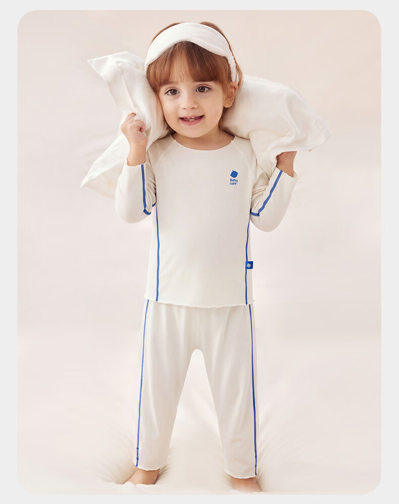Babycare Camellia Children's Homewear Spring Summer Modal Lightweight Pajama Set Shell White 130 28