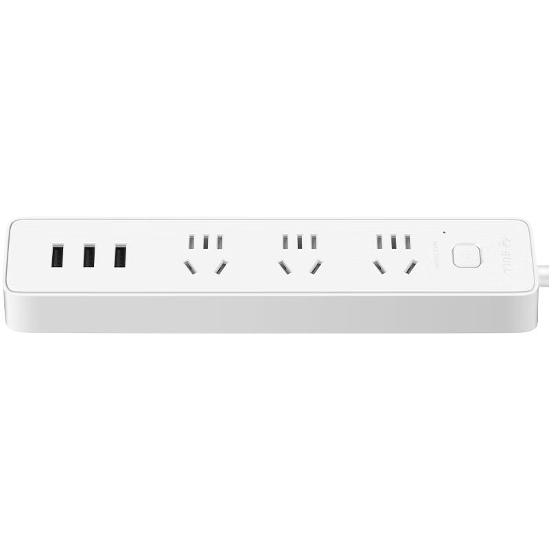 BULL USB Socket Power Strip/Extension Cord/Power Bar with 3 USB Ports And 3 Outlets, 3 Meters Long with Protective Cover, GN-B403U Master Switch