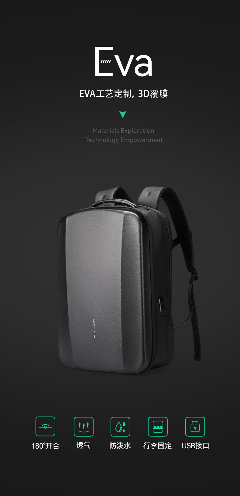 Marco Leiden EVA Hard Shell Men's Backpack Cool Trendy Laptop Bag Large Capacity Travel School Bag MR8011 3