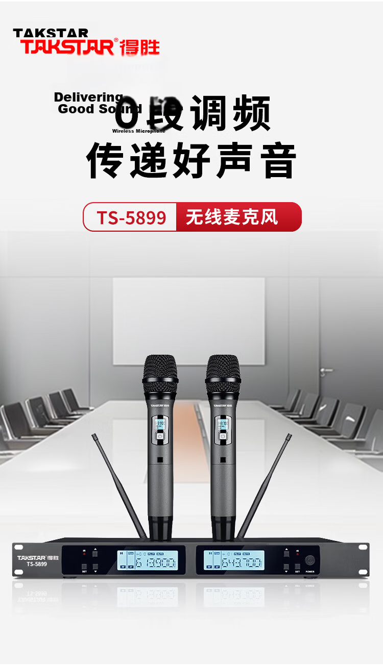 TAKSTAR TS-K301 Wireless One-to-One Microphone UHF Handheld Conference Microphone Plug and Play Long Battery Life Outdoor Singing Hosting Home KTV 1