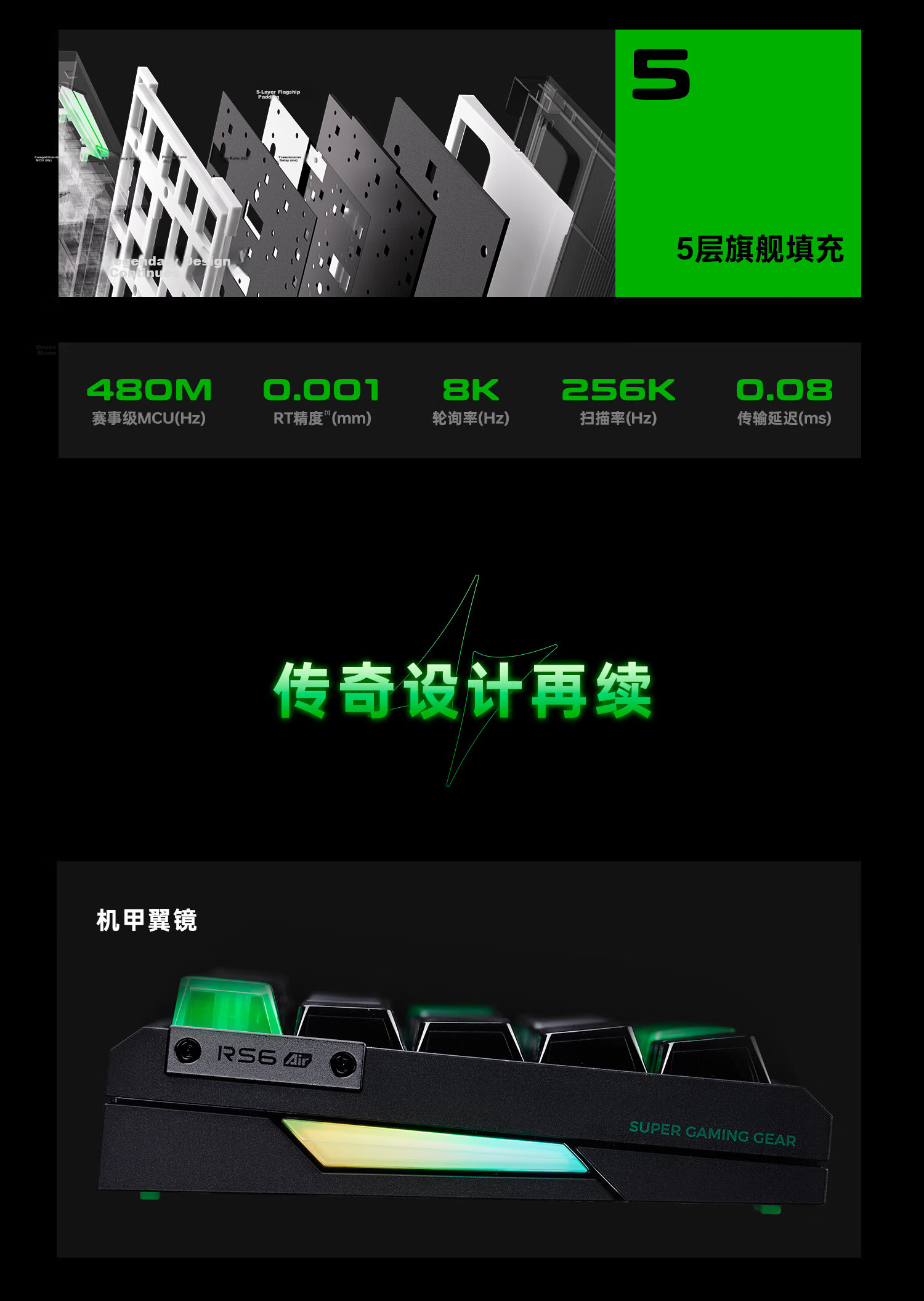 ATKRS63Air Magnetic Shaft Keyboard RT Customizable Gaming Mechanical Keyboard Wired Valorant 68-Key RS63Air Black Ice Blade Switch 5