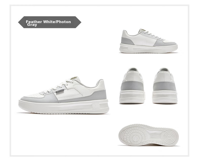 361° Men's Casual Shoes Qinghe 2 New Stylish Versatile Thick-Soled Comfortable White Sneakers 672636618-1 43
