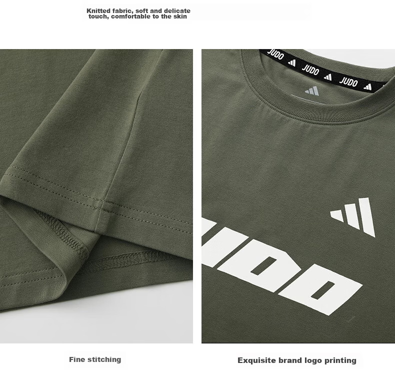 Adidas 2026 New Summer Cotton Short Sleeve T-Shirt Unisex Student Breathable Half Sleeve Olive Green/White 3XL 9