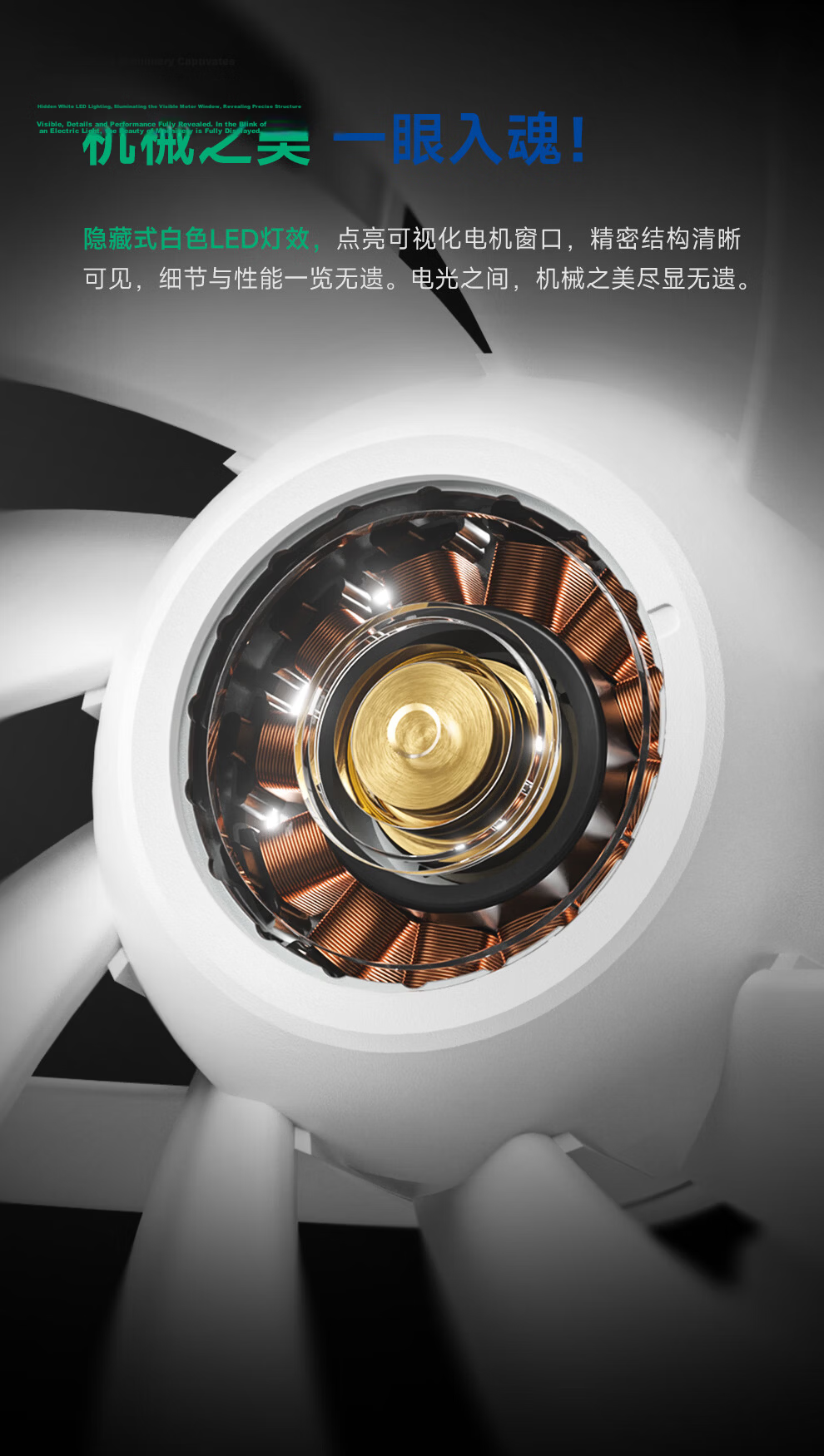 SUDKOO MACH140 White Case Cooling Fan / Mach140 White / 30mm Industrial Grade Fan / Three-Phase 10-Pole 12-Slot Motor / Central Transparent Window / 6-Year Warranty 7