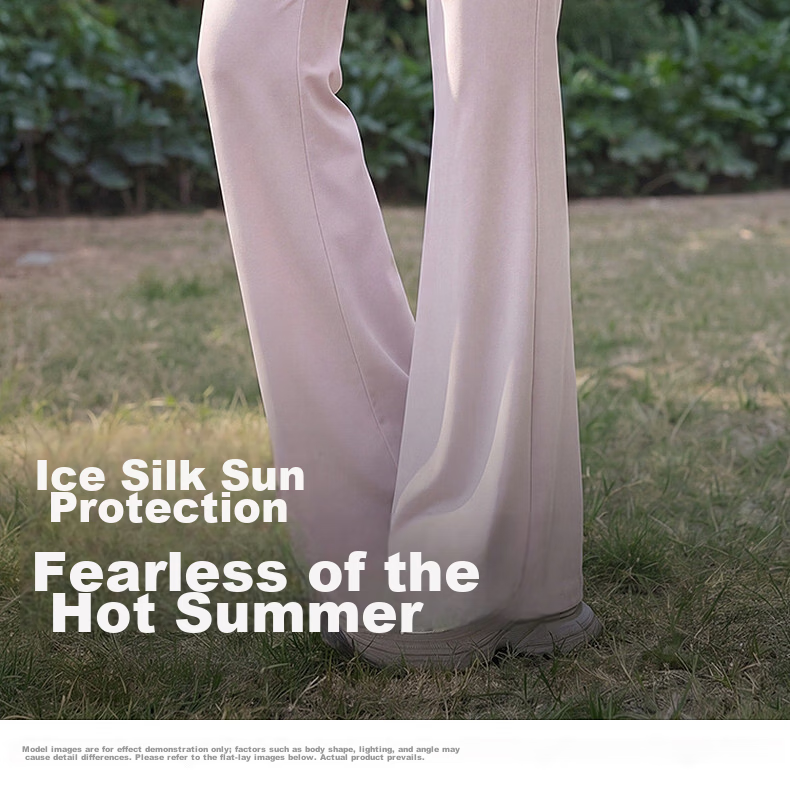 Baleno Women's Summer Sun Protection Cooling Flared Pants New Ice Silk Bell-Bottom Pants Outdoor Fitness Sports Casual Yoga Pants 2