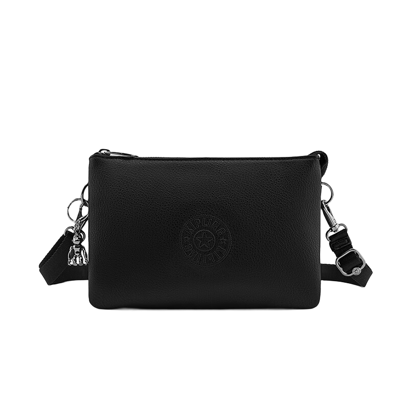 Kipling PAKA RIRI Black Leather Patchwork Durable Triple-Layer Shoulder Crossbody Bag Birthday Gift