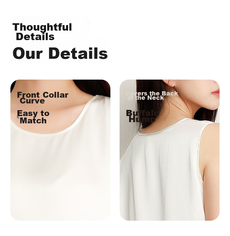 5161 Women's Silk Camisole Summer Cool Wearable Round Neck Mulberry Silk Satin Tank Top 8