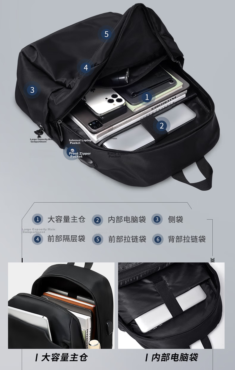 361° Men's Backpack Large Capacity Laptop Bag Business Commuter Travel Waterproof Lightweight School Bag 8