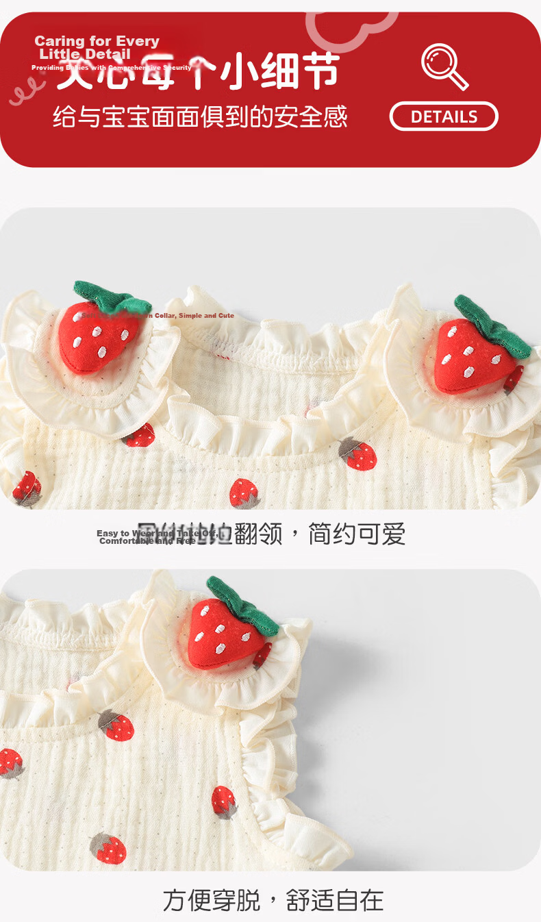 Youqi Baby Girls Summer Thin Dress Toddler Summer Outfits Cute Strawberry Strap Skirt 10