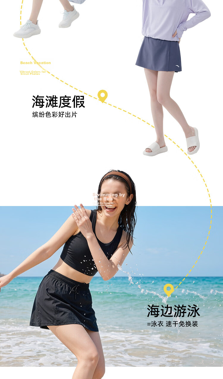 ANTA Juejue Purple Swimwear Summer Sun Protection Women's 2026 New Adult Two-Piece Light Blue Top XL 3