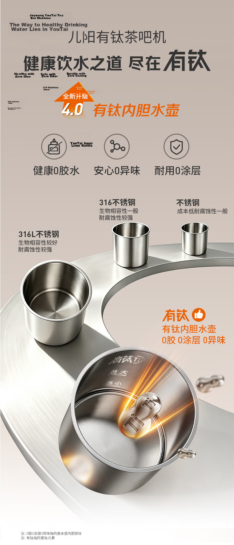 Joyoung Titanium Tea Bar Machine 2026 New Home High-End Living Room Healthy Water Dispenser Bottom-Load Water Bucket Kettle Smart Integrated 0 Coating 0 Odor JD Self-Operated PR1C12 2