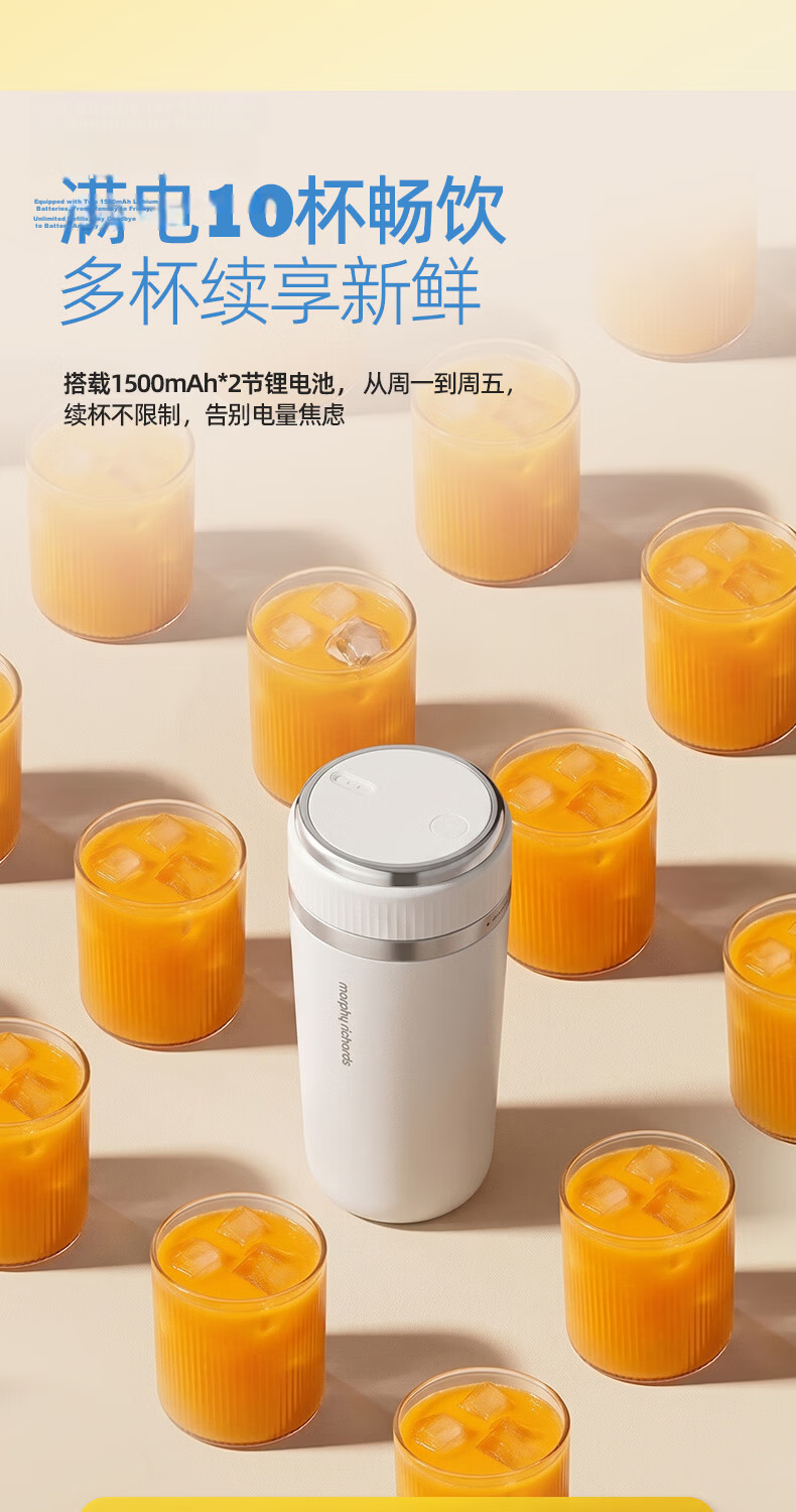 Morphyrichards Juicer Cup Portable Mini Juicer Blender Wireless Food Processor 316 Stainless Steel Insulated Cup MR9810 White 10