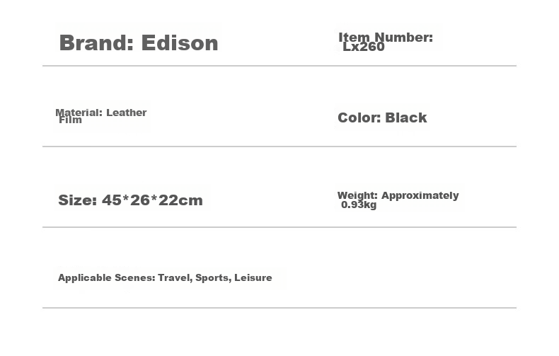 Edison Multifunctional Fitness Bag for Men Handheld Crossbody Business Travel Large Capacity Casual Backpack LX260 Black 5