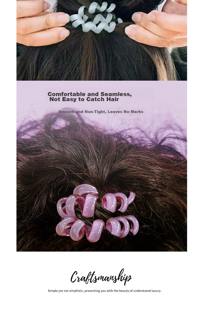 Jiaoxuefei Premium Coconut Phone Line Hair Ties 8-Pack High-Quality Hair Bands Stylish Elastic Hair Accessories for Women 7