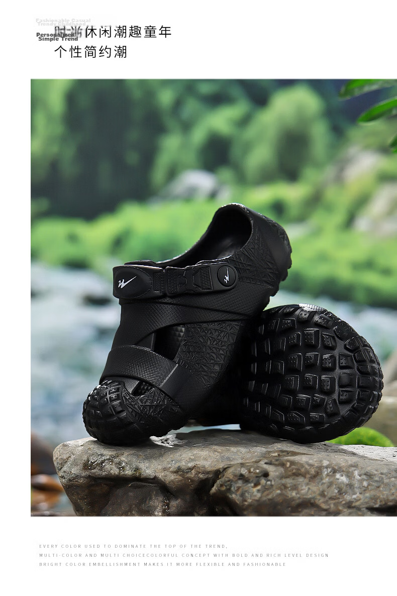 Double Star Kids Summer Slippers Boys Outdoor Beach Soft Sole Sports Clogs Black Size 35-36 14