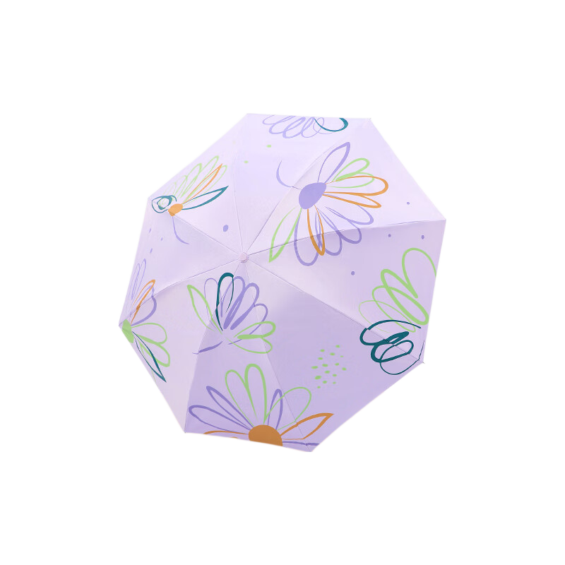 Tiantangshan UV Protection Folding Umbrella, Black Rubber Portable Sunshade for Rain And Shine, Light Purple