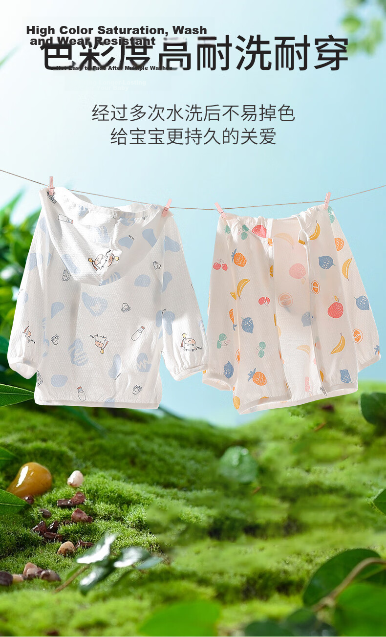 Yishuanger Baby Sun Protection Clothing, Summer Thin Ice Silk Air Conditioning Shirt for Boys And Girls, White with Strawberry Pattern, Size 130 4