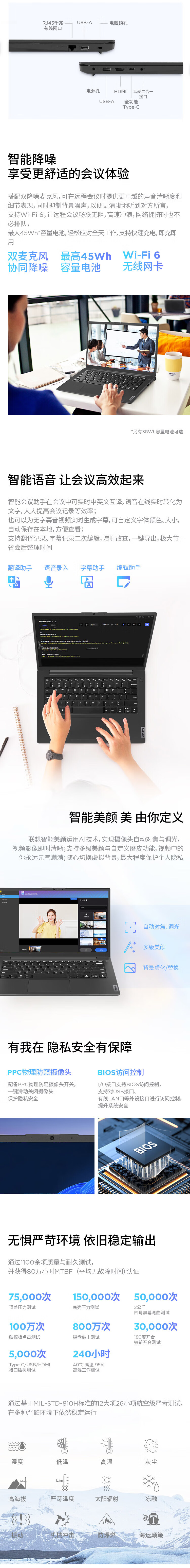 Lenovo Laptop Zhaoyang Yue Pro14 Lightweight Business Notebook i5-13420H/16GB/1TB SSD/Integrated Graphics/Win 11/14-inch 3