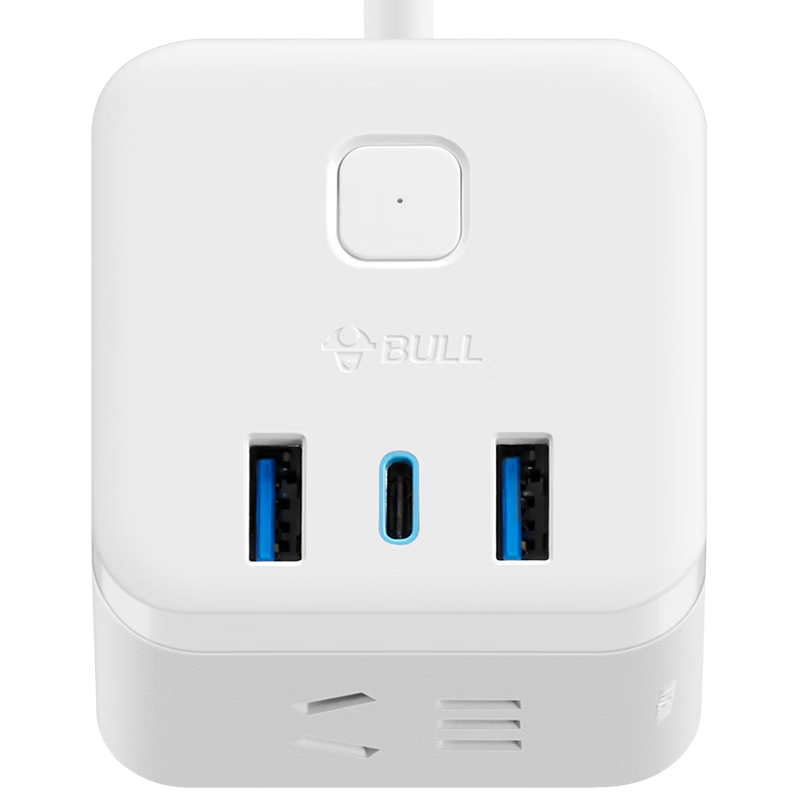 BULL 20W PD Apple Fast Charging Cube Power Strip/Extension Cord/Surge Protector/Desktop Charging Station Type-C+USB+3 Outlets, Total Length 1.5 Meters, White GNV-UU2203C Master Control