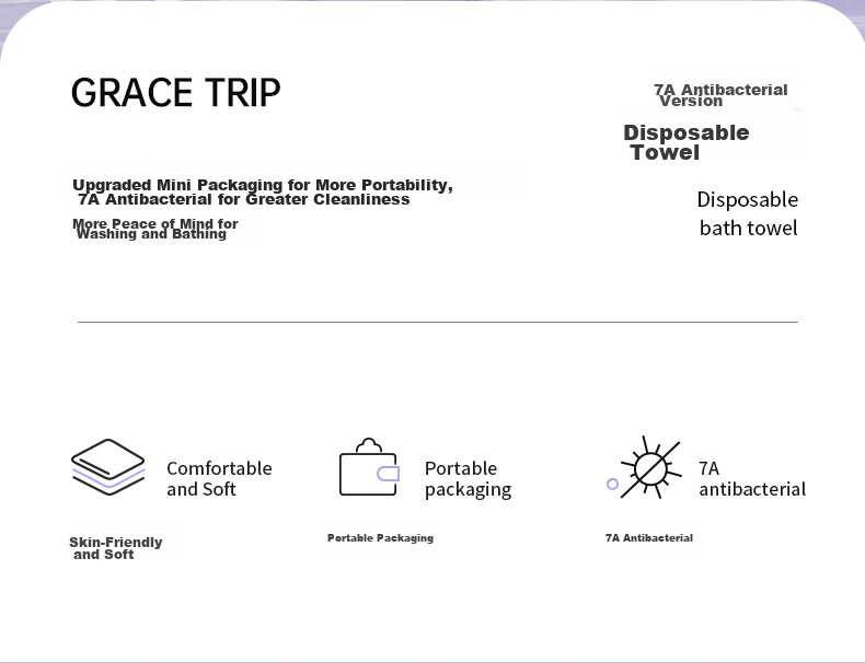 Grace Disposable Facial Towels 7A Antibacterial Travel Portable Extra Large Thickened 10-Pack 2
