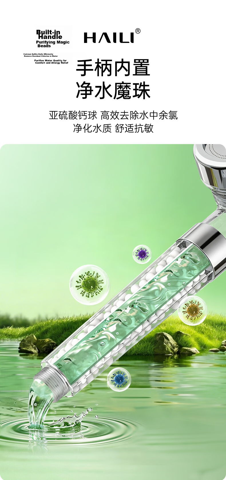 Haili Shower High-Pressure Filtered Handheld Shower Head Universal Bathroom Spray Nozzle 09931 3