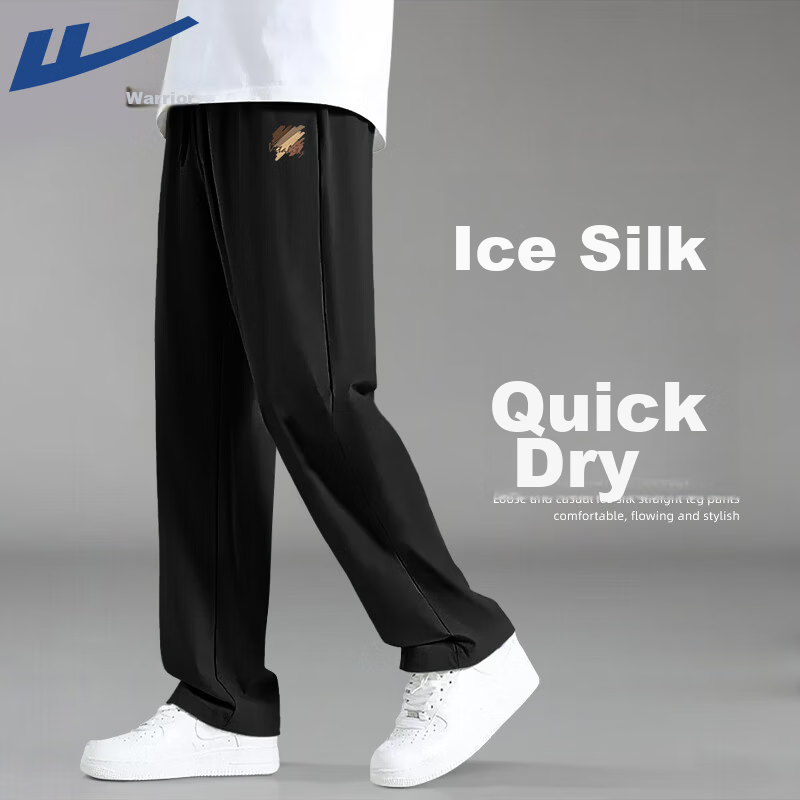 Warrior Sports Pants for Men, New Summer Style, Ice Silk Cool-Feeling Running Quick-Dry Pants, Versatile Casual Straight-Leg Trousers for Youth YD 21