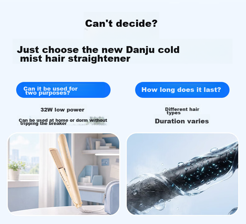 Danju Flat Iron Steam Cold Mist Hydrating Curling and Straightening Iron Dual-Use Negative Ion Hair Straightener Hair Curler Damage-Free Hair Straightening Tool for Women Birthday Gift 3
